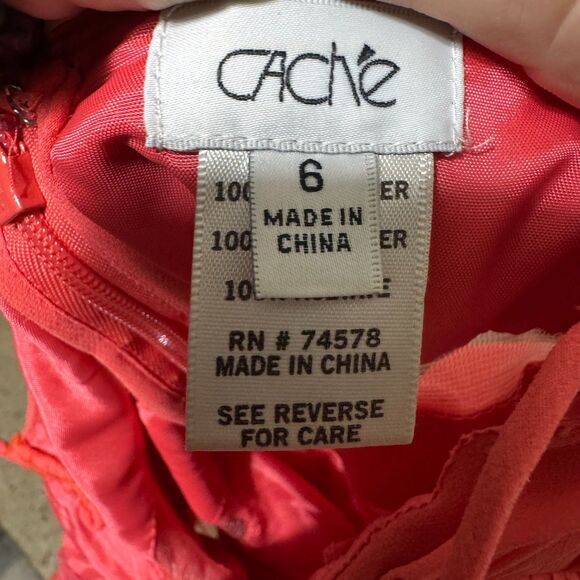 VTG Cache Dress Coral Pink Evening Formal Chiffon Hi-Low Maxi Dress Sz 8 Y2k - Picture 9 of 12